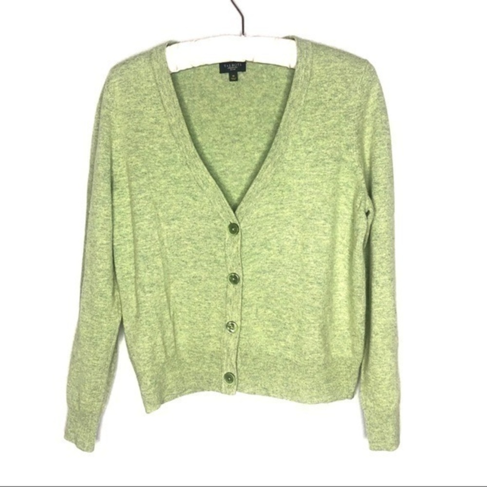 Talbots Green Button Down Lambs Wool Cardigan - image 1
